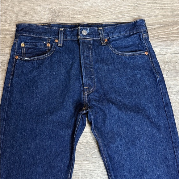 Levi’s 501 Shrink-to-Fit Men’s Button-Fly Straight Leg Jeans Dark Blue Sz 32x32 - Picture 3 of 12